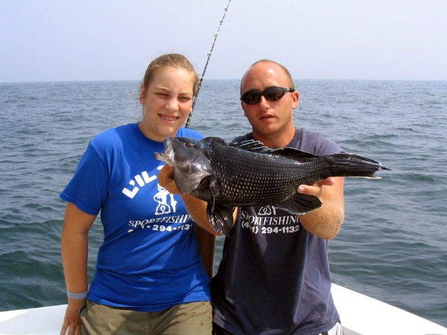 Ms. Langer with a Nice Sea Bass